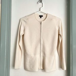 Talbots XS Ivory Ribbed Knit Peplum Sweater Jacket